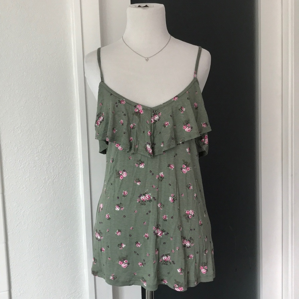 Women’s floral print flounce tank